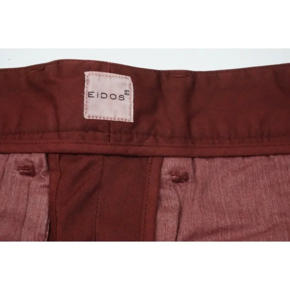Eidos Tinto Solid Red Cotton Blend Mens Casual Pants Sz 48R Brand New